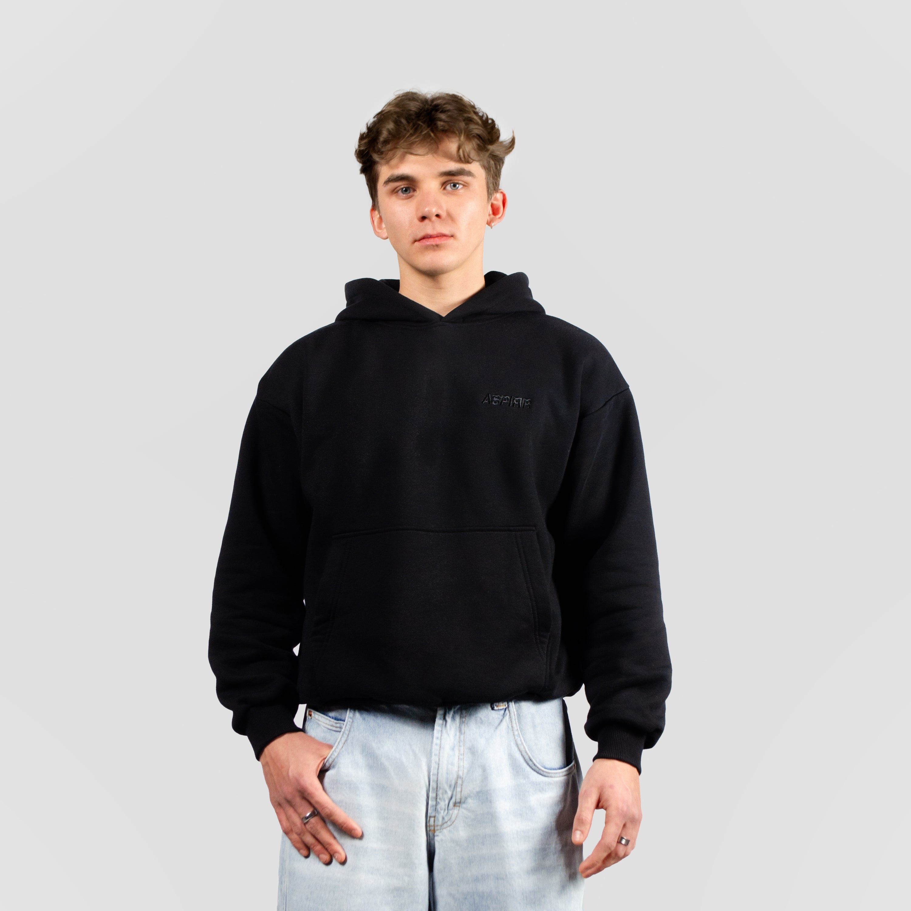BLACK ASPIRR BASIC HOODIE